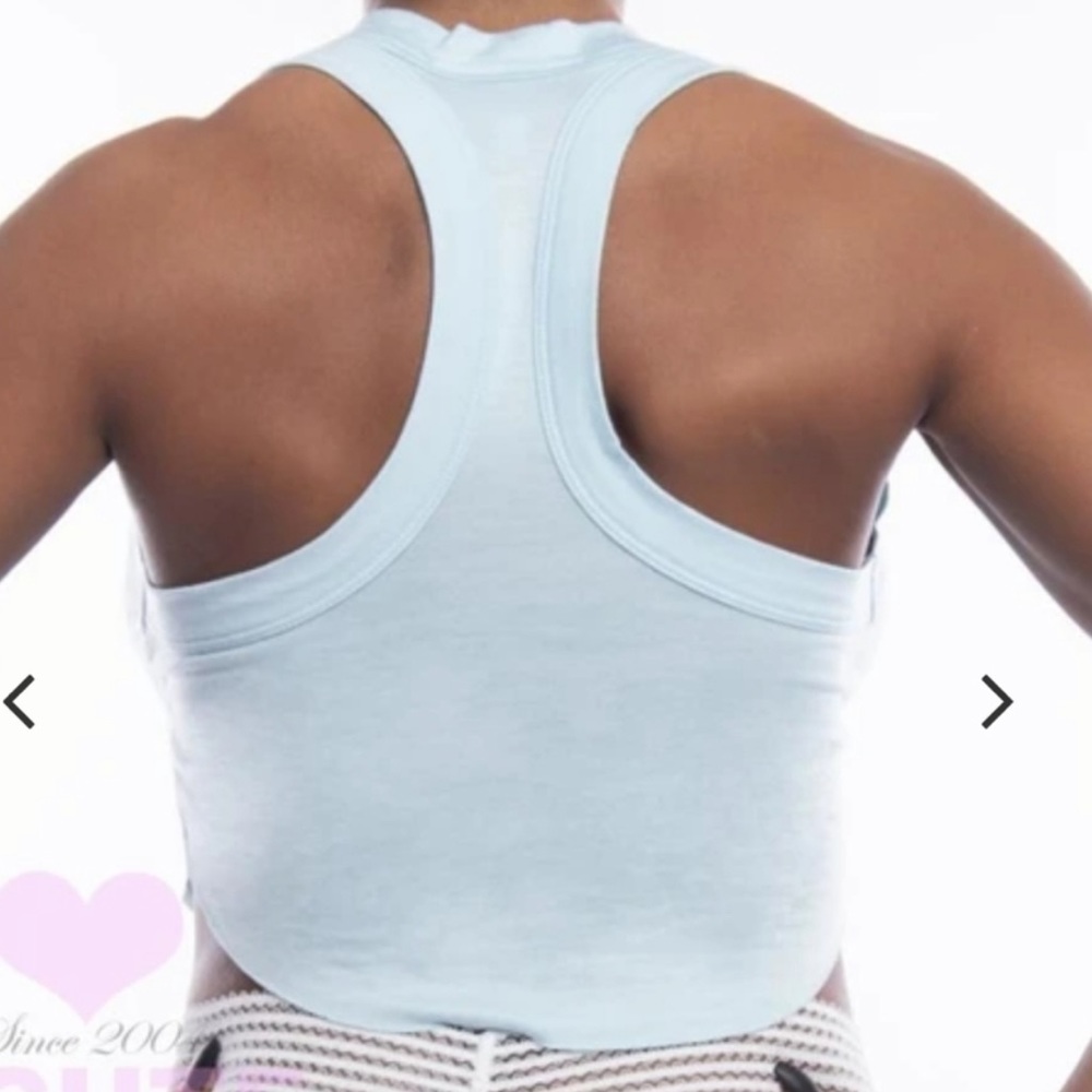 CBL Cute Booty Lounge Short Stop Cropped racerback Tank Top Powder Baby Blue M - Picture 2 of 7